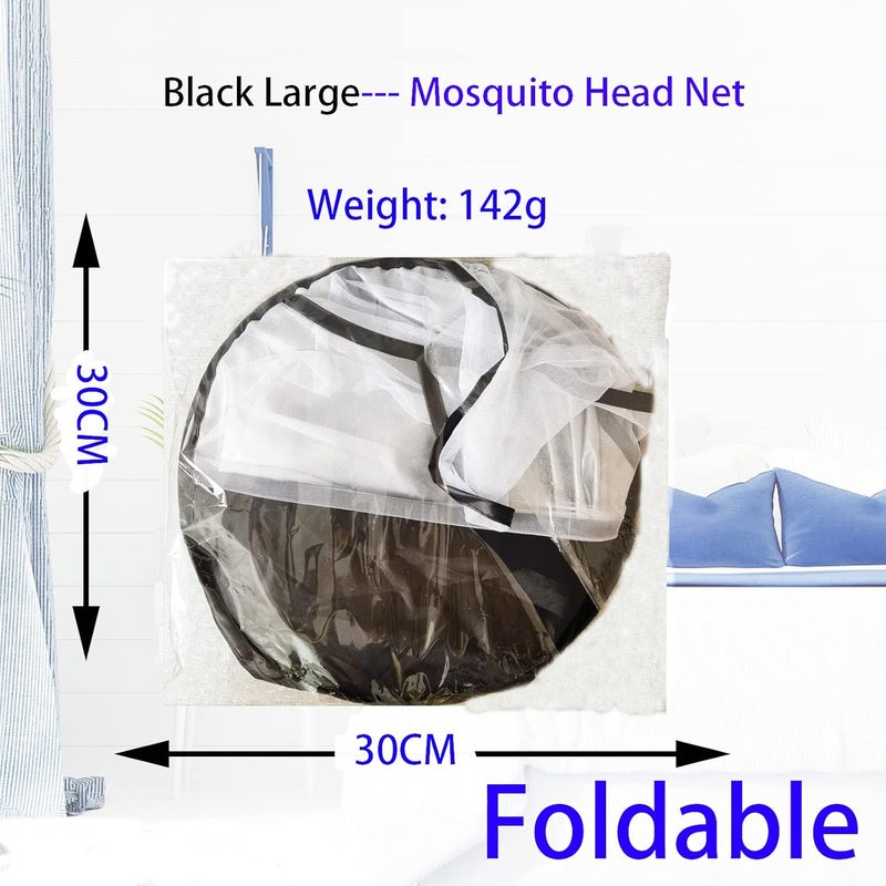 CMINGJ Portable Mosquito Head Net Foldable Pop-Up Travel Essentials Mosquito Net for Bed Free Installation-Large Size Suitable for Bedroom, Camping, nap (Black Large) - Image 5
